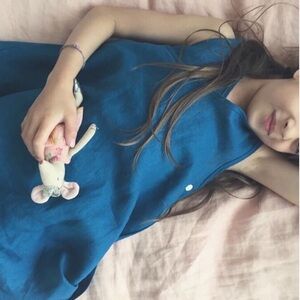 Mabo 100% linen azure wrap pinafore